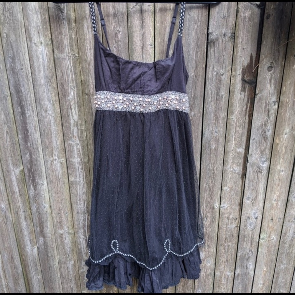 Free People Sequin Black Beaded Cocktail Dress 4